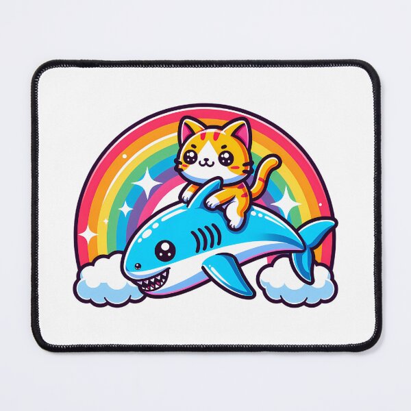 Item preview, Cat Riding Shark Rainbow Shirt designed and sold by PeelZinc.