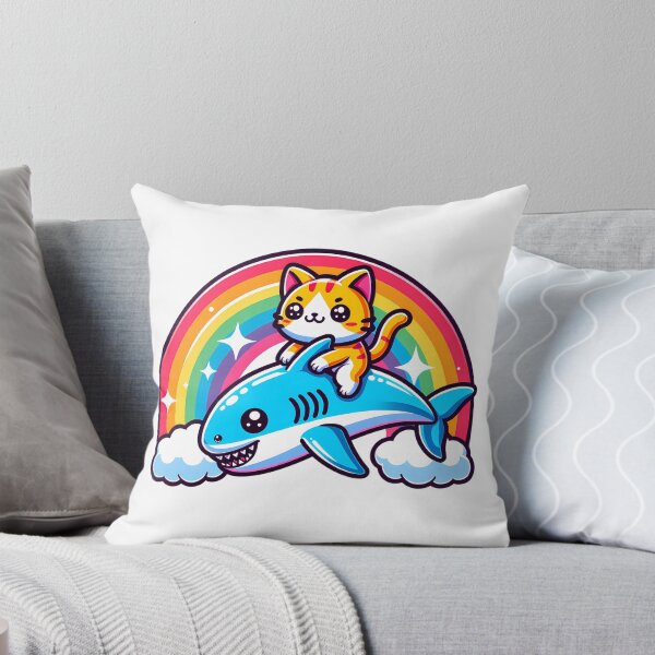 Item preview, Cat Riding Shark Rainbow Shirt designed and sold by PeelZinc.