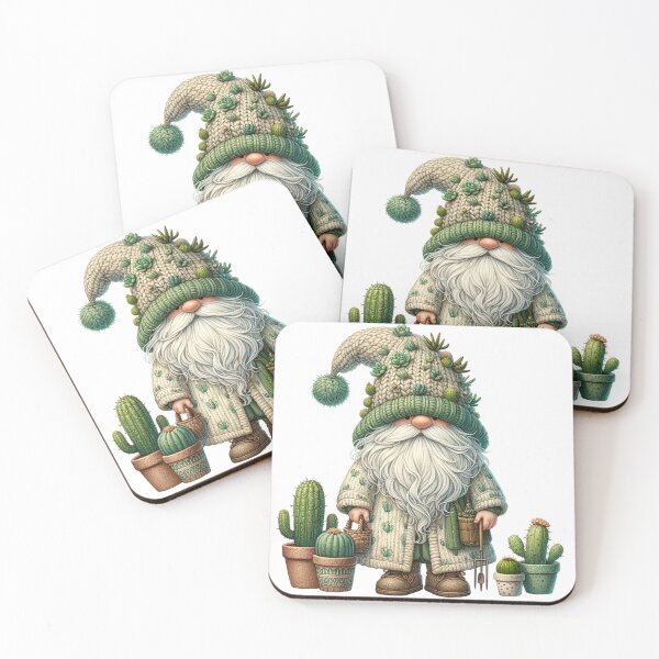Item preview,  gnome  cactus character. The gnome should have a thick flowing white beard and a textured sticker designed and sold by Aonsnoopy.