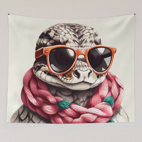 Item preview, Cool snake dude in sunglasses and a knitted scarf. designed and sold by SaraSumi.