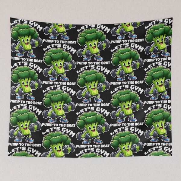 Item preview, Let's Gym: Energize with Broccoli in Red & Blue designed and sold by SplashTastic.
