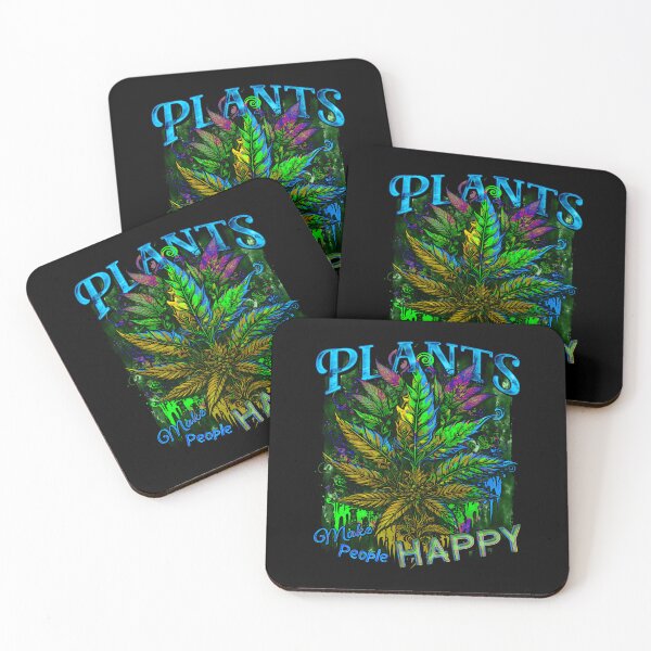 Item preview, Plants Make People Happy Drippy Hemp Cannabis Leaves Neon Blue designed and sold by MindWave THC.