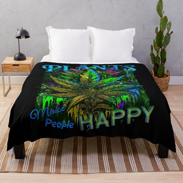 Item preview, Plants Make People Happy Drippy Hemp Cannabis Leaves Neon Blue designed and sold by MindWave THC.