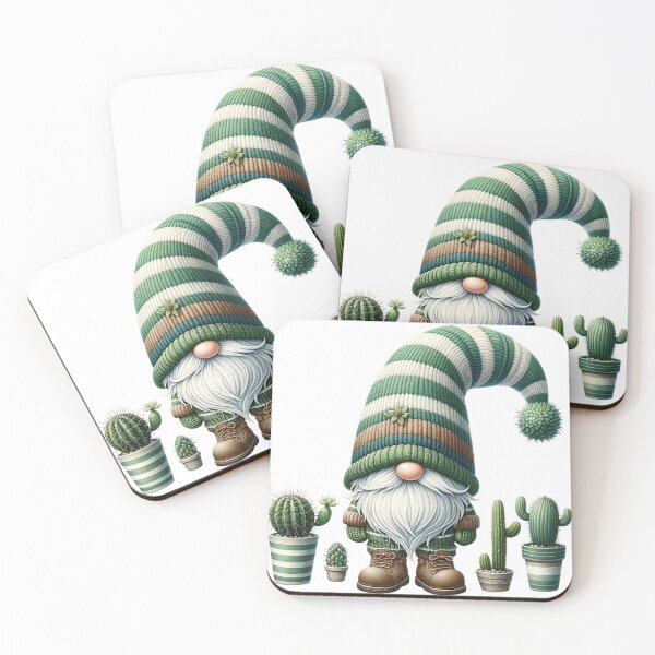 Item preview, gnome cactus ,character. The gnome should have a thick flowing white beard and a textured sticker designed and sold by Aonsnoopy.