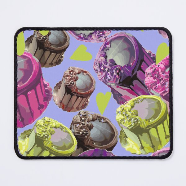 Item preview, Cakes and Hearts - Colorful Cakes and Yellow Hearts on Purple Background - Photography designed and sold by Victoria Rose.