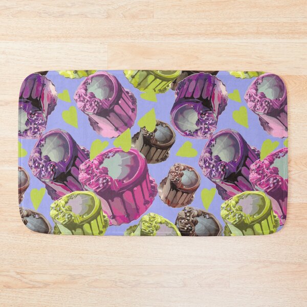 Item preview, Cakes and Hearts - Colorful Cakes and Yellow Hearts on Purple Background - Photography designed and sold by Victoria Rose.