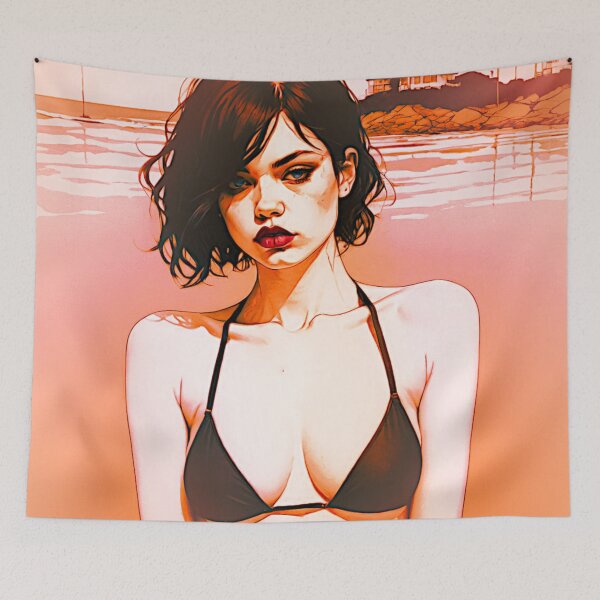 Item preview, Sun-Kissed Sands: Bikini Beauty on Beach designed and sold by Sanctum Icons.