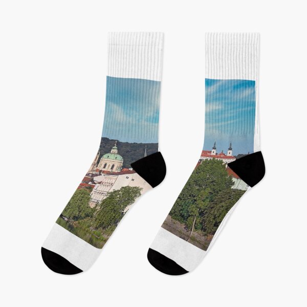 Item preview, Vltava river and old buildings in Prague riverside cityscape Czech republic designed and sold by goceris.