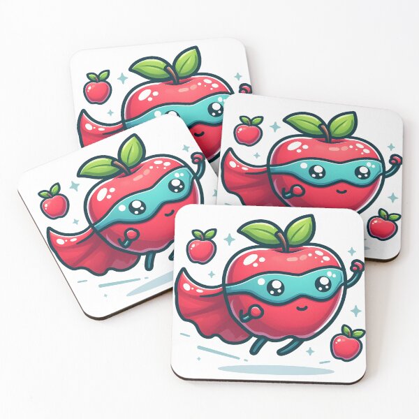 Item preview, Kawaii Apple With Superhero Cape Flying designed and sold by CanvasCutie.
