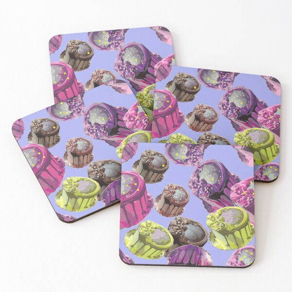 Item preview, Cakes with Sprinkles - Colorful Cakes and Yellow Hearts on Purple Background - Photography designed and sold by Victoria Rose.