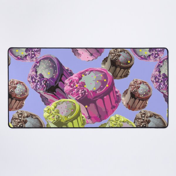 Item preview, Cakes with Sprinkles - Colorful Cakes and Yellow Hearts on Purple Background - Photography designed and sold by Victoria Rose.