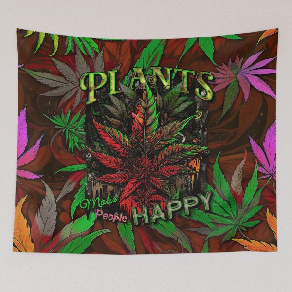 Item preview, Plants Make People Happy Drippy Hemp Cannabis Leaves Pattern designed and sold by MindWave THC.