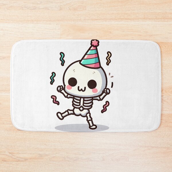 Item preview, Kawaii Chipper Skeleton With Party Hat designed and sold by CanvasCutie.