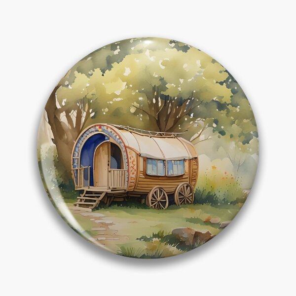 Item preview, Bow-top Caravan beside a Woodland Stream - Countryside Scenes designed and sold by Country-Artist.