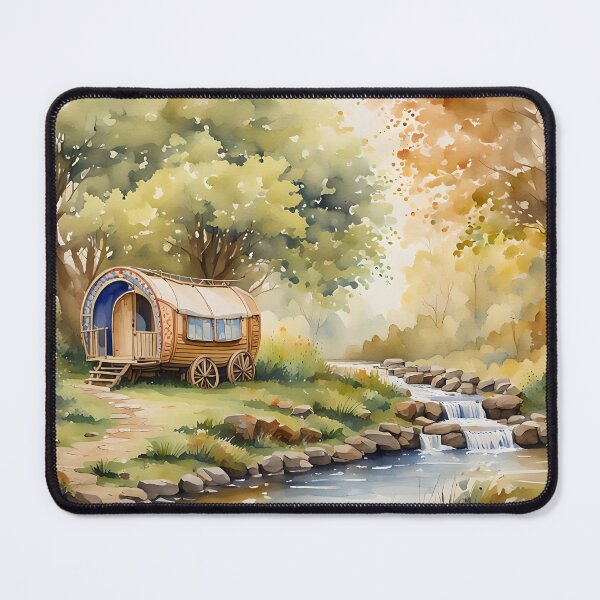 Item preview, Bow-top Caravan beside a Woodland Stream - Countryside Scenes designed and sold by Country-Artist.
