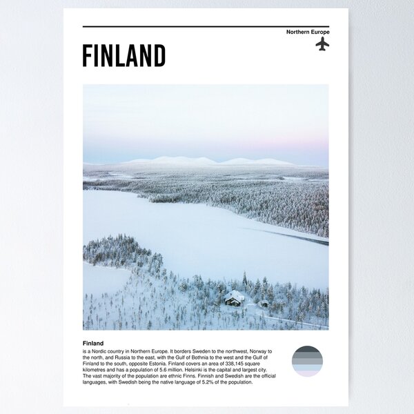 Aperçu de l'œuvre Visiter la Finlande (affiche de voyage minimale) créée et vendue par RabbitK.