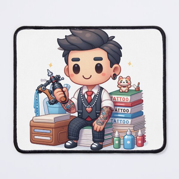 Item preview, Kawaii Tattoo Artist: Sporting A Necklace With Tiny Tattoo Machine Charms designed and sold by CanvasCutie.