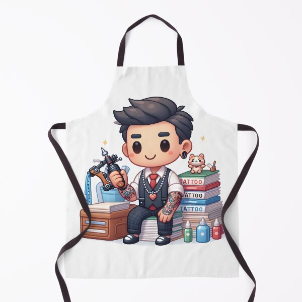 Item preview, Kawaii Tattoo Artist: Sporting A Necklace With Tiny Tattoo Machine Charms designed and sold by CanvasCutie.