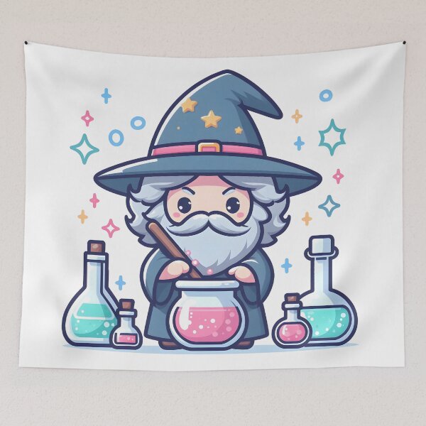 Item preview, Kawaii Wizard With A Pointed Hat And A Robe designed and sold by CanvasCutie.