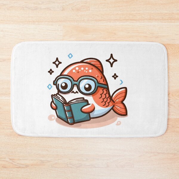 Item preview, Kawaii Salmon With Glasses Reading A Book designed and sold by CanvasCutie.