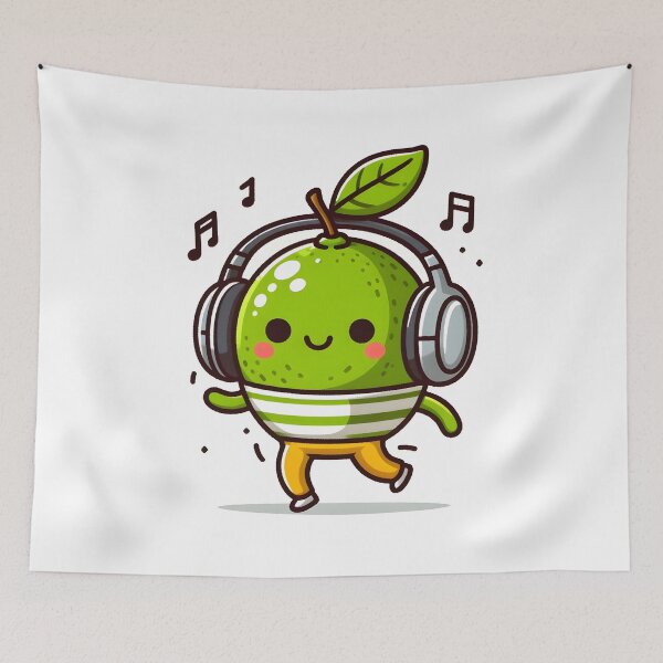 Item preview, Kawaii Lime With Headphones designed and sold by CanvasCutie.