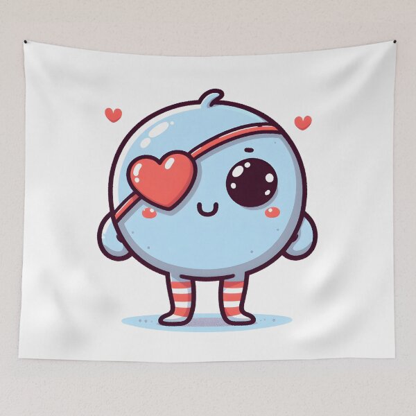 Item preview, Kawaii Darling Cyclops With Heart-Shaped Eyepatch designed and sold by CanvasCutie.