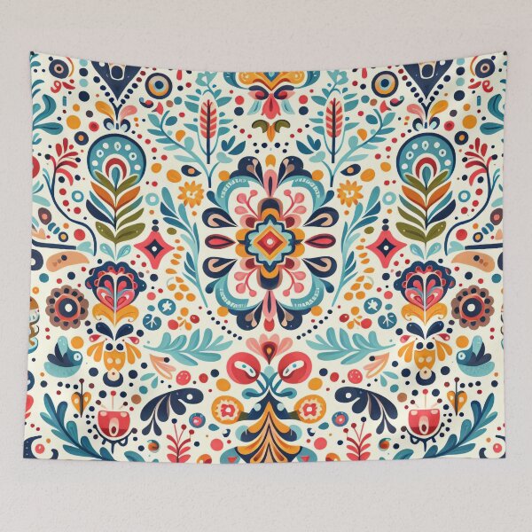 Item preview, Scandinavian Folk Art floral pattern  designed and sold by FOLK ART FUSION by heidiannemorris.