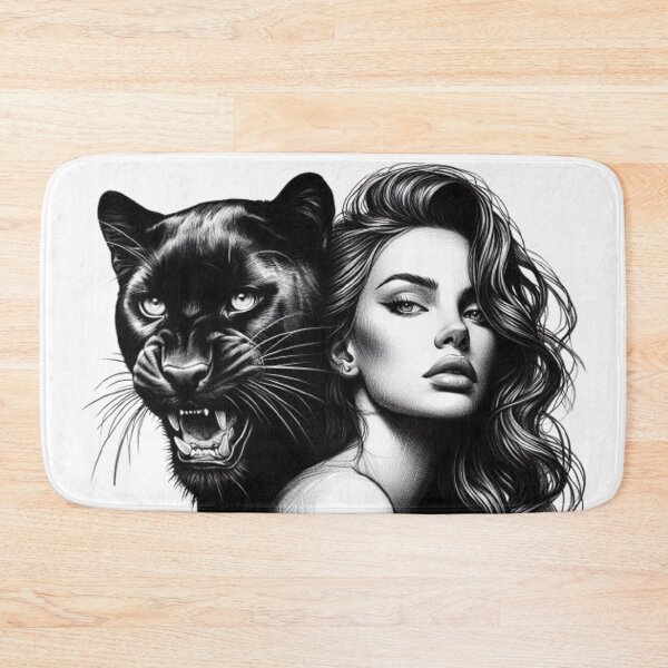 Item preview, “Feminine power incarnate: a woman and her black panther” designed and sold by CHRIST5000.