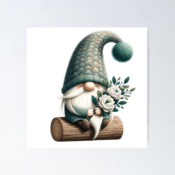 Item preview, Gnome rose illustration of a whimsical character similar to a gnome with a long pointy  textured sticker designed and sold by Aonsnoopy.