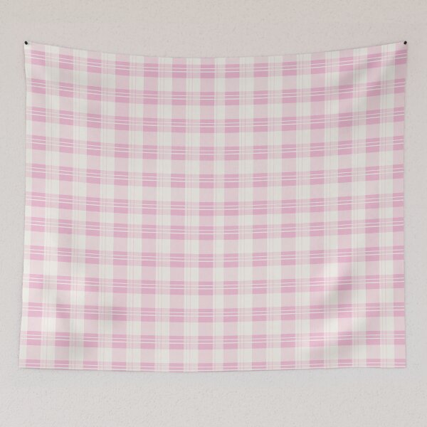 Aperçu de l'œuvre Vichy, tissu rayé uni rose blanc motif vichy magnifique blanc rose tendre créée et vendue par DrStickerManiac.