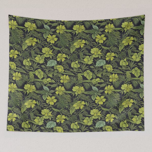Item preview, Exotic jungle pattern palm leaves in various shades of green jungle designed and sold by Frostquest.