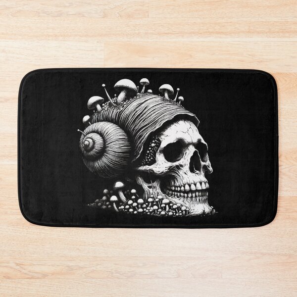 Item preview, Monochromatic Skull Snail of Death Overgrown Mushrooms designed and sold by TomFrontierArt.