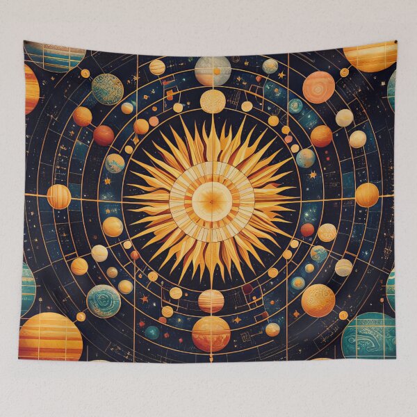 Item preview, Radiant Orbs Navigating Through the Ancient Solar Map designed and sold by ArtComixHaven.