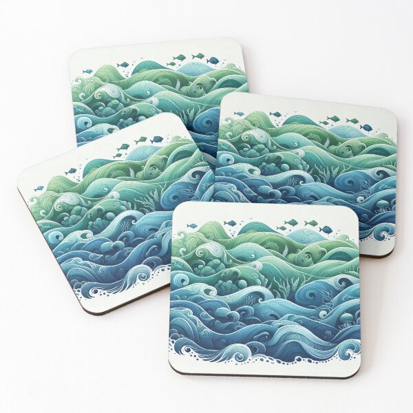 Item preview, Whimsical Waves A Serenade of Sea in Aquamarine designed and sold by ArtComixHaven.