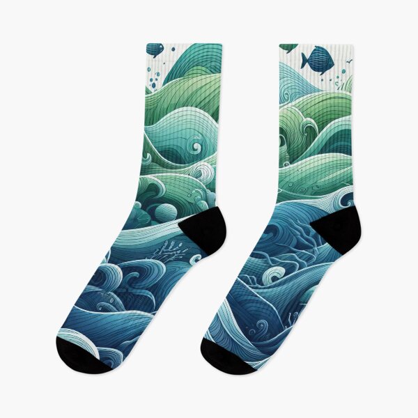 Item preview, Whimsical Waves A Serenade of Sea in Aquamarine designed and sold by ArtComixHaven.