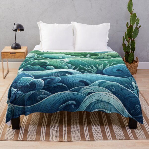 Item preview, Whimsical Waves A Serenade of Sea in Aquamarine designed and sold by ArtComixHaven.