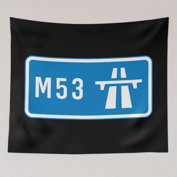 Item preview, Merseyside & Cheshire Bound - Blue M53 Motorway Sign designed and sold by WilliamsonMedia.