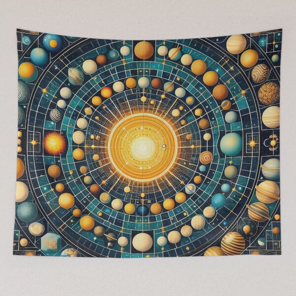 Item preview, Galactic Mandala The Sun's Gravitational Dance with Planets designed and sold by ArtComixHaven.