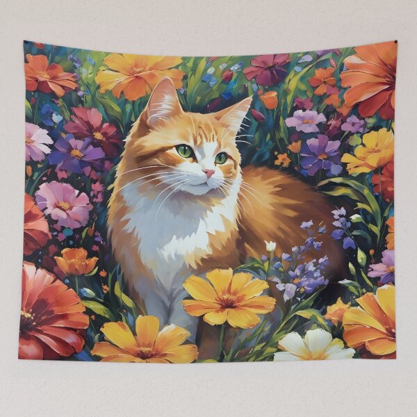 Item preview, Cat Surrounded BY Flowers designed and sold by Nira Dabush.