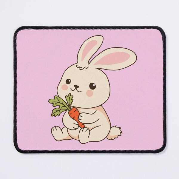 Item preview, Colorful image of a cute little rabbit holding on to a carrot. designed and sold by KojourinArt.