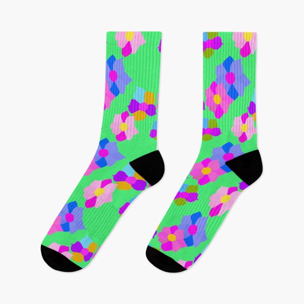 Item preview, Adorable Colorful Floral Hand Drawn on Green Background and Repeating Pattern designed and sold by Victoria Rose.