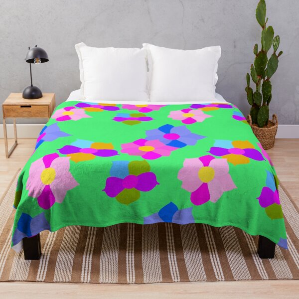 Item preview, Adorable Colorful Floral Hand Drawn on Green Background and Repeating Pattern designed and sold by Victoria Rose.