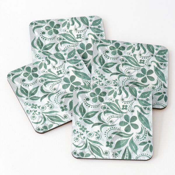 Item preview, Various Floral Leaves Seeds Petals Whimsical Soft Emerald Green Glow Pattern  designed and sold by Irina Sztukowski.