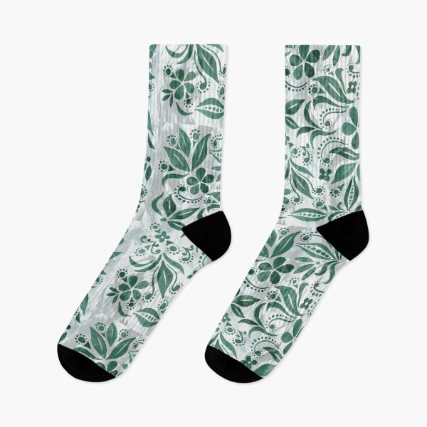 Item preview, Various Floral Leaves Seeds Petals Whimsical Soft Emerald Green Glow Pattern  designed and sold by Irina Sztukowski.