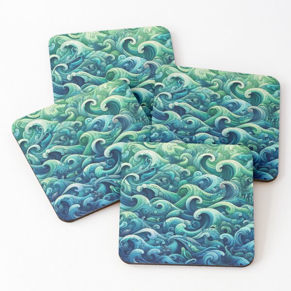 Item preview, Ocean's Embrace Swirling Waves and Marine Life Entwined designed and sold by ArtComixHaven.