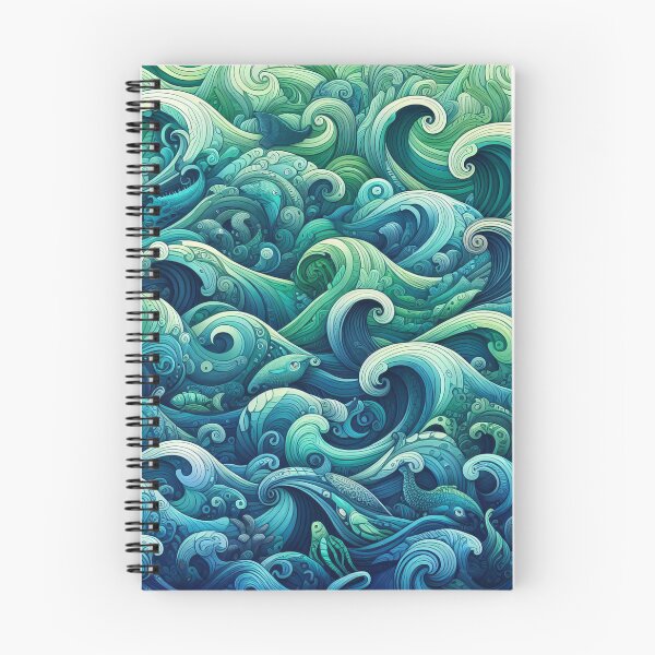Item preview, Ocean's Embrace Swirling Waves and Marine Life Entwined designed and sold by ArtComixHaven.