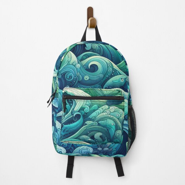 Item preview, Ocean's Embrace Swirling Waves and Marine Life Entwined designed and sold by ArtComixHaven.