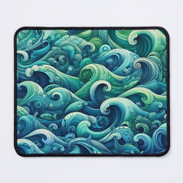 Item preview, Ocean's Embrace Swirling Waves and Marine Life Entwined designed and sold by ArtComixHaven.