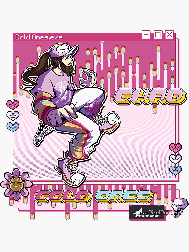 Thumbnail 3 of 3, Sticker, Cold Ones: Chad designed and sold by PixelPonderer.