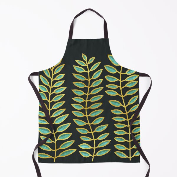 Item preview, Wavy Leaves In Gold Blue Pattern designed and sold by Ananamorph Art @Nana Totem Wolfe.